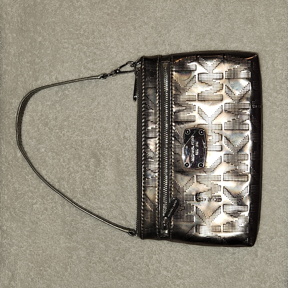 Metallic silver Michael Kors Wristlet